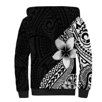 Lotu Tamaiti White Sunday Sherpa Hoodie Pacific Plumeria Flowers - Black Version LT9 - Polynesian Pride