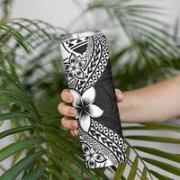Lotu Tamaiti White Sunday Skinny Tumbler Pacific Plumeria Flowers - Black Version LT9 - Polynesian Pride