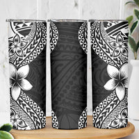 Lotu Tamaiti White Sunday Skinny Tumbler Pacific Plumeria Flowers - Black Version LT9 - Polynesian Pride