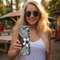Lotu Tamaiti White Sunday Skinny Tumbler Pacific Plumeria Flowers - Black Version LT9 - Polynesian Pride