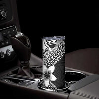 Lotu Tamaiti White Sunday Skinny Tumbler Pacific Plumeria Flowers - Black Version LT9 - Polynesian Pride