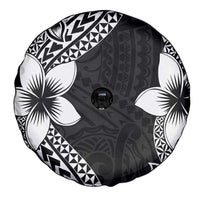 Lotu Tamaiti White Sunday Spare Tire Cover Pacific Plumeria Flowers - Black Version LT9 - Polynesian Pride