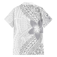 Lotu Tamaiti White Sunday Family Matching Off Shoulder Short Dress and Hawaiian Shirt Pacific Plumeria Flowers - White Version LT9 - Polynesian Pride