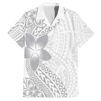 Lotu Tamaiti White Sunday Family Matching Puletasi and Hawaiian Shirt Pacific Plumeria Flowers - White Version LT9 Dad's Shirt - Short Sleeve White - Polynesian Pride