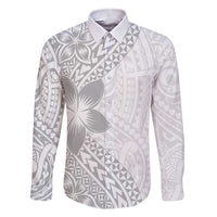 Lotu Tamaiti White Sunday Family Matching Short Sleeve Bodycon Dress and Hawaiian Shirt Pacific Plumeria Flowers - White Version LT9 Dad's Shirt - Long Sleeve White - Polynesian Pride