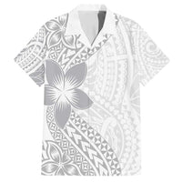 Lotu Tamaiti White Sunday Family Matching Tank Maxi Dress and Hawaiian Shirt Pacific Plumeria Flowers - White Version LT9 Dad's Shirt - Short Sleeve White - Polynesian Pride