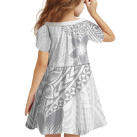Lotu Tamaiti White Sunday Kid Short Sleeve Dress Pacific Plumeria Flowers - White Version LT9 - Polynesian Pride