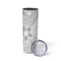 Lotu Tamaiti White Sunday Skinny Tumbler Pacific Plumeria Flowers - White Version LT9 - Polynesian Pride