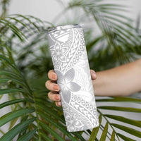 Lotu Tamaiti White Sunday Skinny Tumbler Pacific Plumeria Flowers - White Version LT9 - Polynesian Pride