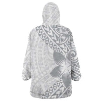 Lotu Tamaiti White Sunday Wearable Blanket Hoodie Pacific Plumeria Flowers - White Version LT9 - Polynesian Pride