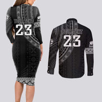 Custom Fiji New Zealand Rugby Couples Matching Long Sleeve Bodycon Dress and Long Sleeve Button Shirt Make History Together LT9 - Polynesian Pride