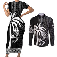 Custom Fiji New Zealand Rugby Couples Matching Short Sleeve Bodycon Dress and Long Sleeve Button Shirt Make History Together LT9 Black - Polynesian Pride