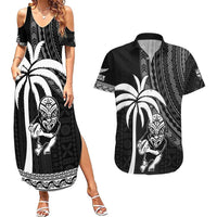 Custom Fiji New Zealand Rugby Couples Matching Summer Maxi Dress and Hawaiian Shirt Make History Together LT9 Black - Polynesian Pride