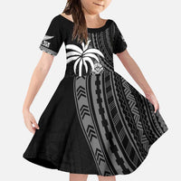 Custom Fiji New Zealand Rugby Family Matching Long Sleeve Bodycon Dress and Hawaiian Shirt Make History Together LT9 Daughter's Dress Black - Polynesian Pride