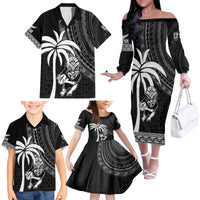 Custom Fiji New Zealand Rugby Family Matching Off The Shoulder Long Sleeve Dress and Hawaiian Shirt Make History Together LT9 - Polynesian Pride