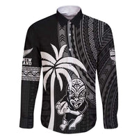 Custom Fiji New Zealand Rugby Family Matching Short Sleeve Bodycon Dress and Hawaiian Shirt Make History Together LT9 Dad's Shirt - Long Sleeve Black - Polynesian Pride