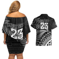 Custom Fiji New Zealand Rugby Couples Matching Off Shoulder Short Dress and Hawaiian Shirt Cibi Dance with Black Fern LT9 - Polynesian Pride