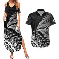 Custom Fiji New Zealand Rugby Couples Matching Summer Maxi Dress and Hawaiian Shirt Cibi Dance with Black Fern LT9 Black - Polynesian Pride