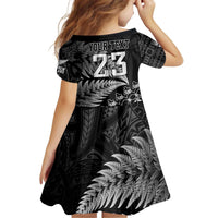 Custom Fiji New Zealand Rugby Family Matching Off Shoulder Short Dress and Hawaiian Shirt Cibi Dance with Black Fern LT9 - Polynesian Pride