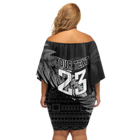 Custom Fiji New Zealand Rugby Family Matching Off Shoulder Short Dress and Hawaiian Shirt Cibi Dance with Black Fern LT9 - Polynesian Pride