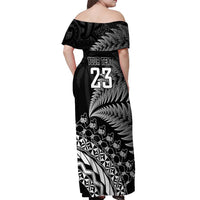 Custom Fiji New Zealand Rugby Off Shoulder Maxi Dress Cibi Dance with Black Fern LT9 - Polynesian Pride