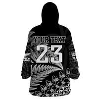 Custom Fiji New Zealand Rugby Wearable Blanket Hoodie Cibi Dance with Black Fern LT9 - Polynesian Pride