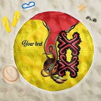 Personalised Papua New Guinea Oro Necklace Beach Blanket Gold Melanesia Traditional Pattern LT9 One Size 150cm Gold - Polynesian Pride