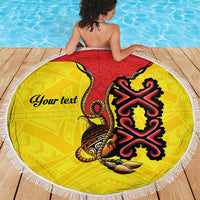 Personalised Papua New Guinea Oro Necklace Beach Blanket Gold Melanesia Traditional Pattern LT9 - Polynesian Pride