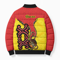 Personalised Papua New Guinea Oro Necklace Bomber Puffer Jacket Gold Melanesia Traditional Pattern LT9 - Polynesian Pride