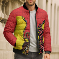 Personalised Papua New Guinea Oro Necklace Bomber Puffer Jacket Gold Melanesia Traditional Pattern LT9 - Polynesian Pride