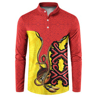 Personalised Papua New Guinea Oro Necklace Button Sweatshirt Gold Melanesia Traditional Pattern LT9 Gold - Polynesian Pride