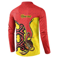 Personalised Papua New Guinea Oro Necklace Button Sweatshirt Gold Melanesia Traditional Pattern LT9 - Polynesian Pride