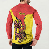 Personalised Papua New Guinea Oro Necklace Button Sweatshirt Gold Melanesia Traditional Pattern LT9 - Polynesian Pride