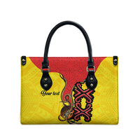 Personalised Papua New Guinea Oro Necklace Leather Bag Gold Melanesia Traditional Pattern LT9 - Polynesian Pride