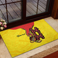 Personalised Papua New Guinea Oro Necklace Rubber Doormat Gold Melanesia Traditional Pattern LT9 - Polynesian Pride