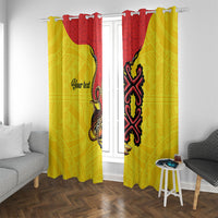 Personalised Papua New Guinea Oro Necklace Window Curtain Gold Melanesia Traditional Pattern LT9 With Grommets Gold - Polynesian Pride