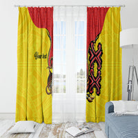 Personalised Papua New Guinea Oro Necklace Window Curtain Gold Melanesia Traditional Pattern LT9 - Polynesian Pride