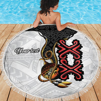 Personalised Papua New Guinea Oro Necklace Beach Blanket Black Melanesia Traditional Pattern LT9 - Polynesian Pride