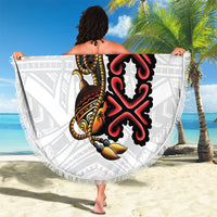Personalised Papua New Guinea Oro Necklace Beach Blanket Black Melanesia Traditional Pattern LT9 - Polynesian Pride