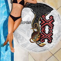 Personalised Papua New Guinea Oro Necklace Beach Blanket Black Melanesia Traditional Pattern LT9 - Polynesian Pride