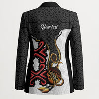 Personalised Papua New Guinea Oro Necklace Blazer Black Melanesia Traditional Pattern LT9 - Polynesian Pride