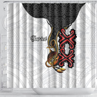 Personalised Papua New Guinea Oro Necklace Shower Curtain Black Melanesia Traditional Pattern LT9 - Polynesian Pride
