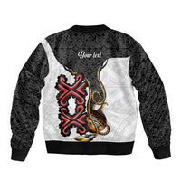 Personalised Papua New Guinea Oro Necklace Sleeve Zip Bomber Jacket Black Melanesia Traditional Pattern LT9 - Polynesian Pride