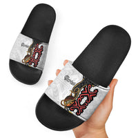 Personalised Papua New Guinea Oro Necklace Slide Sandals Black Melanesia Traditional Pattern LT9 - Polynesian Pride