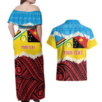 Personalised Torba PNG Forever Couples Matching Off Shoulder Maxi Dress and Hawaiian Shirt Polynesian Sand Art LT9 - Polynesian Pride