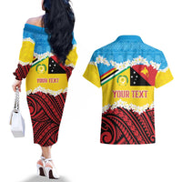 Personalised Torba PNG Forever Couples Matching Off The Shoulder Long Sleeve Dress and Hawaiian Shirt Polynesian Sand Art LT9 - Polynesian Pride