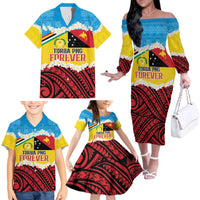 Personalised Torba PNG Forever Family Matching Off The Shoulder Long Sleeve Dress and Hawaiian Shirt Polynesian Sand Art LT9 - Polynesian Pride