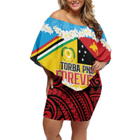 Personalised Torba PNG Forever Family Matching Off Shoulder Short Dress and Hawaiian Shirt Polynesian Sand Art LT9 Mom's Dress Green - Polynesian Pride