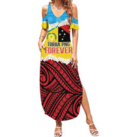 Personalised Torba PNG Forever Family Matching Summer Maxi Dress and Hawaiian Shirt Polynesian Sand Art LT9 Mom's Dress Green - Polynesian Pride