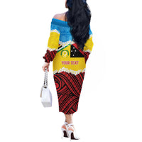 Personalised Torba PNG Forever Off The Shoulder Long Sleeve Dress Polynesian Sand Art - Polynesian Pride